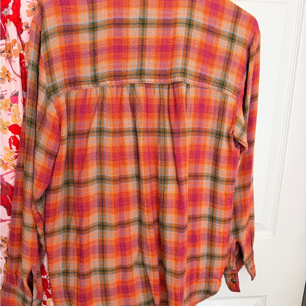 Anthropologie Pilcro Plaid Button-Up in Orange Motif. /S/ - Picture 9 of 10